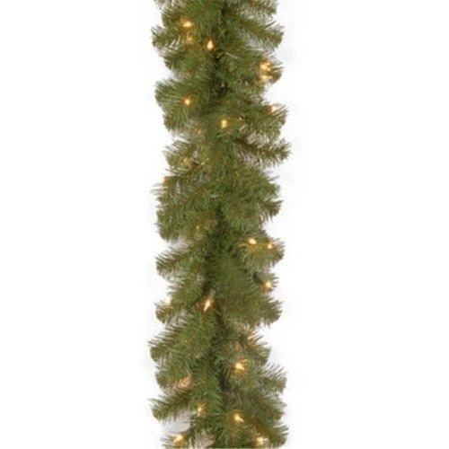 National Tree Company North Valley Spruce 9' Long Garland With Clear Lights - Appears New   - Lot 807