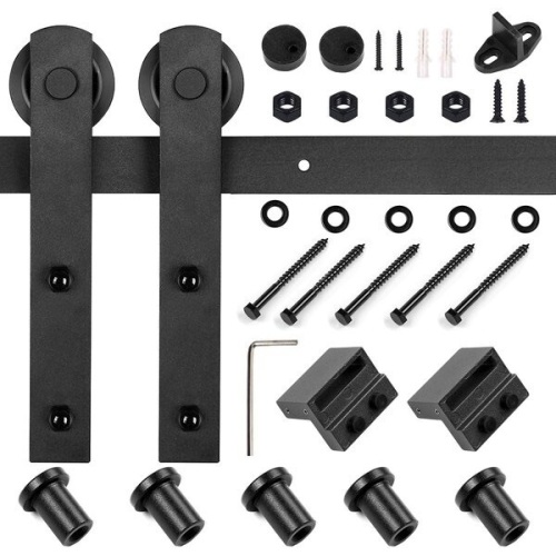 U-Max 6' I Shape Sliding Standard Single Barn Door Hardware Kit, Matte Black - Appears New   - Lot 826