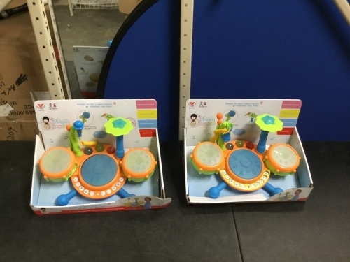 Lot of (2) ANIKI TOYS Kinematic Jazz Drum Electric Musical Instruments Beats With Mic and Lights - E-Comm Return, Appear New  - Lot 832