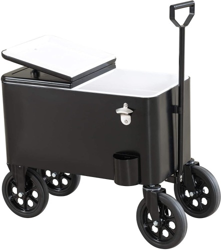 Sunjoy Audrey 60 Quart Cooler Cart, Black - Appears New   - Lot 838