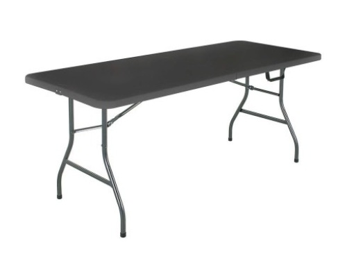 6' Black Metal Folding Banquet Table - Appears New  - Lot 840