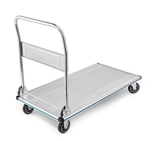 AdirOffice Folding Aluminum Platform Truck, 5" Non-Marking Polyurethane Casters, 600 lbs Capacity, 48'' x 24'' - E-Comm Return, Appears New   - Lot 858