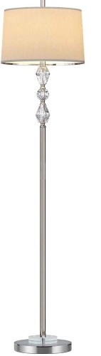 OYEARS 62” Crystal Stacked Ball Floor Lamp, Polished Steel Chrome White Fabric Shade - Appears New   - Lot 877