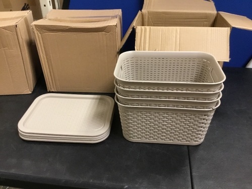 Lot of (3) Storage Baskets with Lids, Pack of 4 - Appear New  - Lot 897