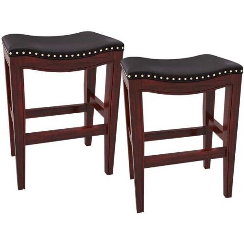 Lot of (3) Furgle 29" Backless Counter Height Saddle Stool, Set of 2 - (1) Black/Wenge, (2) Grey 