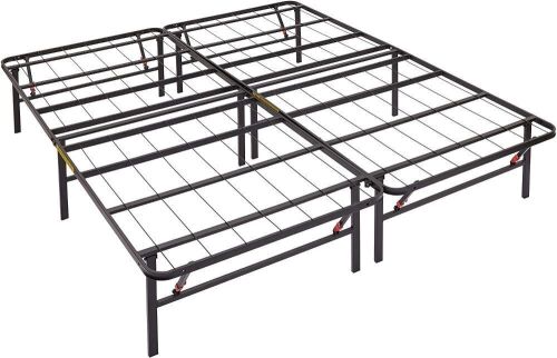 Foldable Metal Platform Bed Frame with Tool Free Setup, 14 Inches High, Queen, Black 