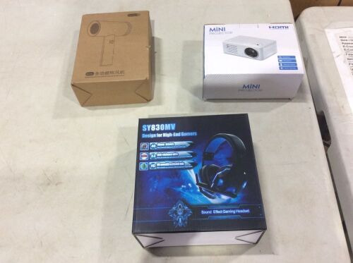 Mini Projector, Gaming Headset & Hair Dryer 