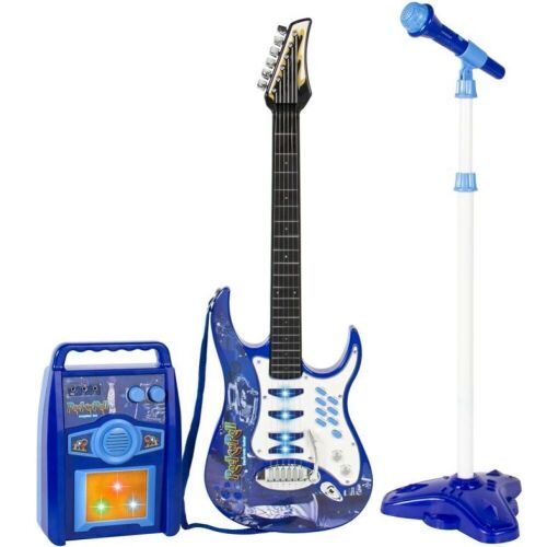Kids Electric Guitar Toy Play Set w/ 6 Songs, Microphone, Amp