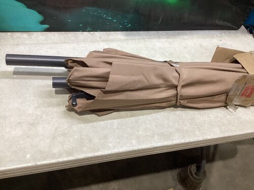 Outdoor Solar Patio Umbrella w/ Push Button Tilt, Crank Lift - 7.5ft - Lot 901