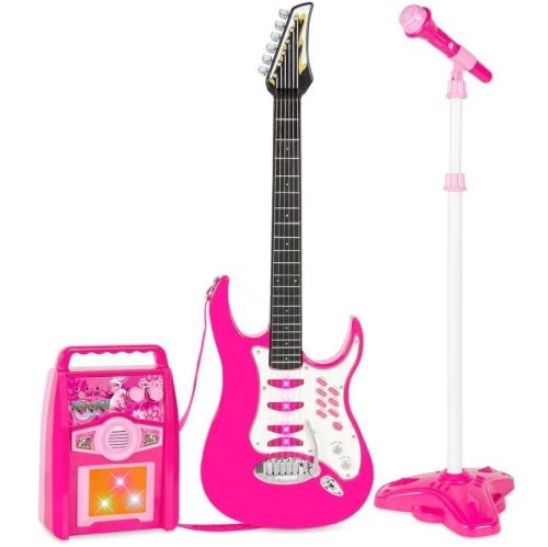 Kids Electric Guitar Toy Play Set w/ 6 Songs, Microphone, Amp