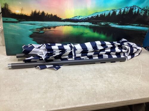 Outdoor Market Patio Umbrella w/ Push Button Tilt, Crank Lift - 7.5ft - Lot 1073