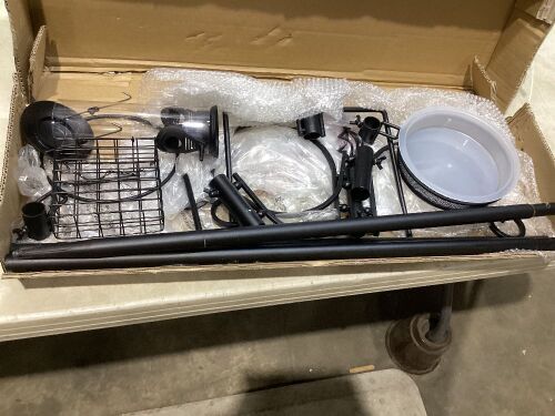 4-Hook Bird Feeding Station, Steel Feeder Stand w/ 2 Bird Feeders - 91in - Lot 1080