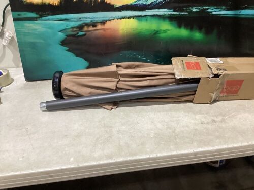 Outdoor Solar Patio Umbrella w/ Push Button Tilt, Crank Lift - 7.5ft - Lot 1113