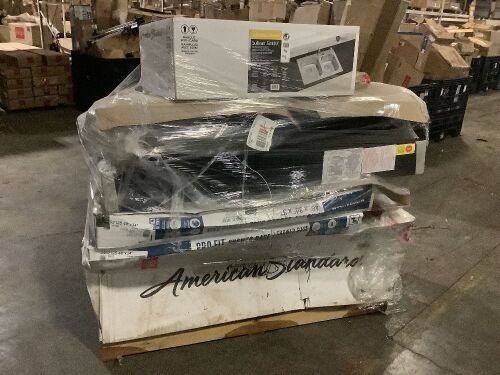 Pallet of Bathroom Items Including Tub & Sink - Uninspected, Straight Off a Truck