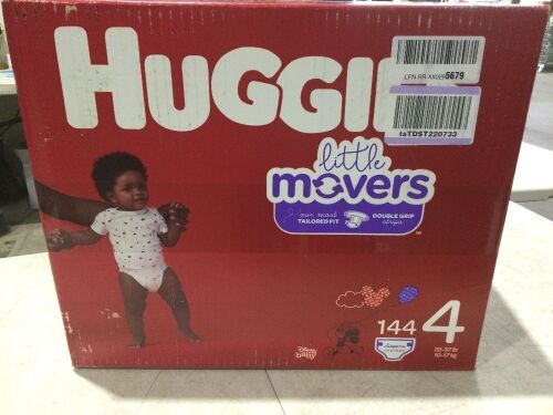 Huggies Little Movers Baby Diapers, Size 4, 144 Ct