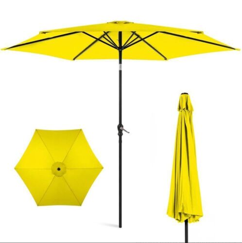Outdoor Steel Market Patio Umbrella Decoration w/ Tilt, Crank Lift - 10ft - Lot 1052