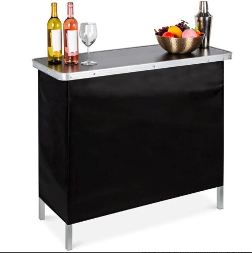Portable Pop-Up Bar Table w/ Carrying Case, Removable Skirt - Lot 1097