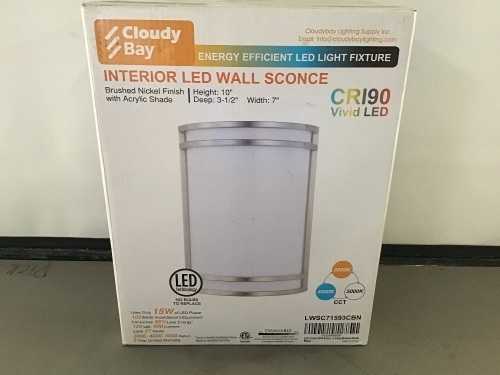 Cludy Bay, Interior LED Wall Sconce, CRI90, Brushed Nickel, Like New, Retail - $35 - Lot 22