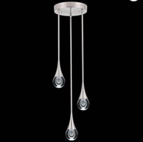 Royal Pearl, 3-Light Dimmable Crystal hanging ceiling Light,6000K White, Nickel Finish, Like New, Retail - $228.99 - Lot 50