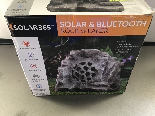 Solar365, Solar and Bluetooth Rock Speaker, Like New, Retail - $89.97 - Lot 68