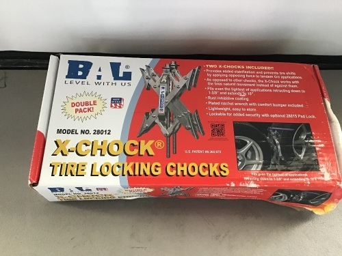 BAL, X-Chock Tire Locking Chocks, Like New, Retail - $82.99 - Lot 150