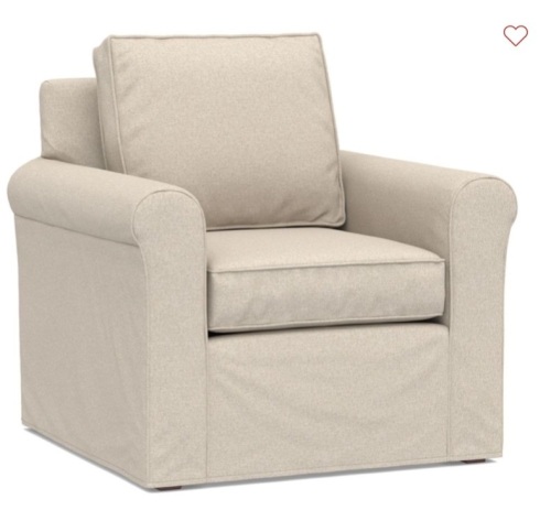 Pottery Barn, Cameron Roll Armchair Slip Cover, Textured Twill, Khaki, Like New, Retail - $869 - Lot 168