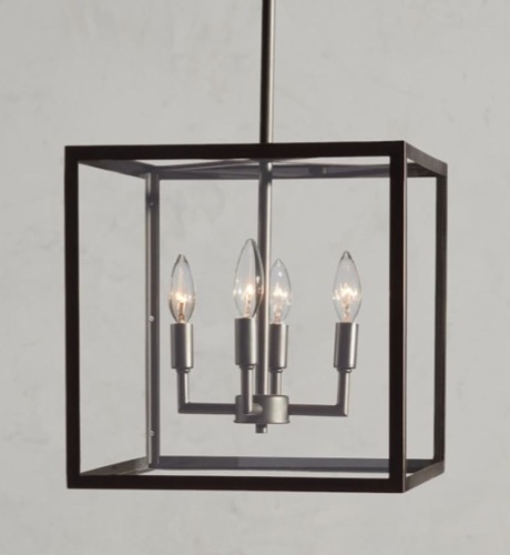 Pottery Barn, Manor Glass/Iron Pendant, Bronze, 14" Diameter, Like New - $424 - Lot 189