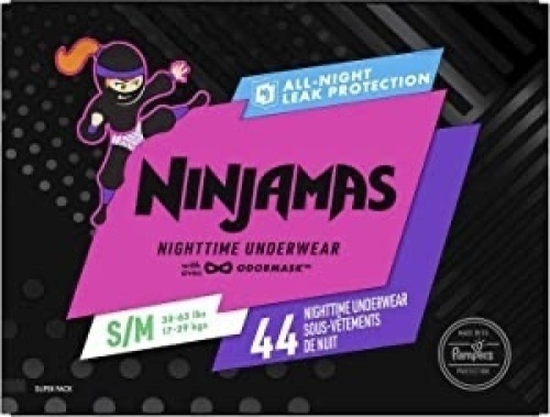 Ninjamas, S/M, 44 Count, Night Time Underwear, New, Retail $26.99 - Lot 201