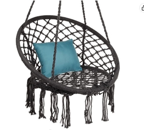 Handwoven Cotton Macramé Hammock Hanging Chair Swing, Appears New - Lot 109
