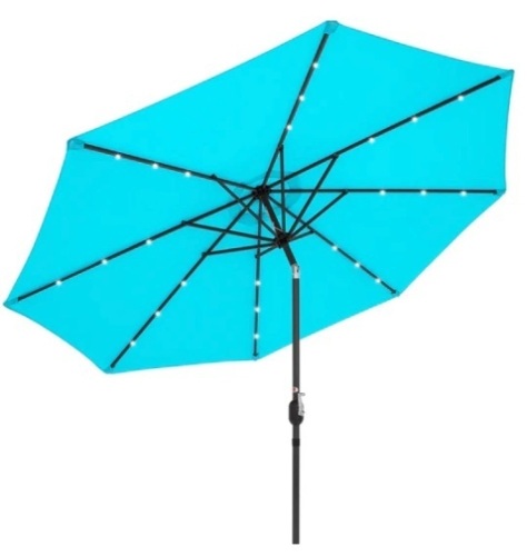 Solar LED Lighted Patio Umbrella w/ Tilt Adjustment, UV-Resistance - 10ft, Appears New - Lot 123