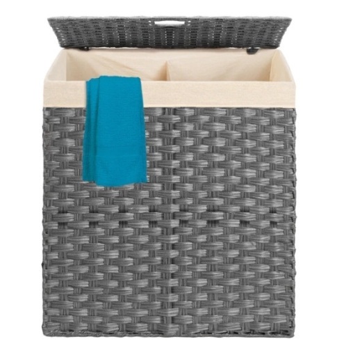 Double Laundry Hamper Basket w/ Easy Assembly, Liner Bag, Appears New - Lot 201