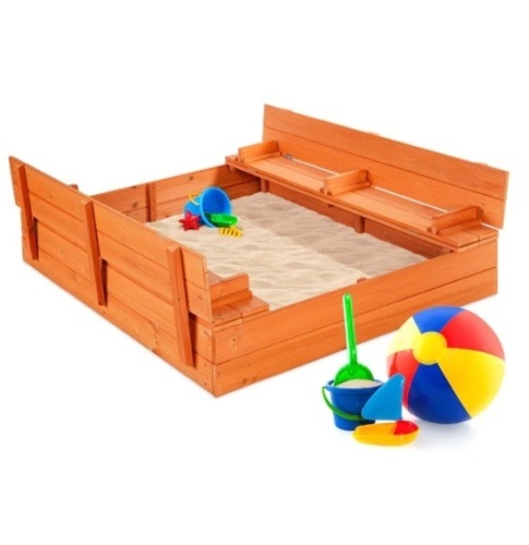 Kids Cedar Sandbox w/ Sand Screen, 2 Benches - 47x47in, Appears New - Lot 203