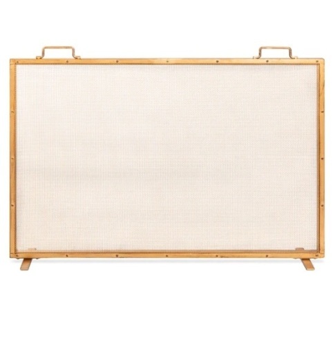 Single Panel Handcrafted Steel Mesh Fireplace Screen w/ Handles - 38x27in, Appears New  - Lot 209