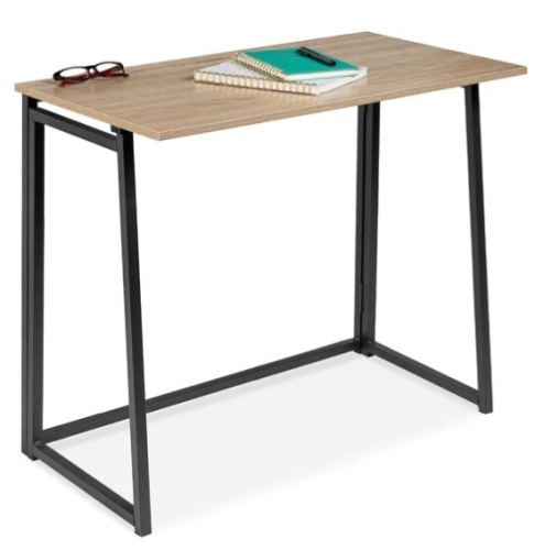 Folding Drop Leaf Office Desk w/ Wood Table Top, Back Shelf - 31.5in, Appears New - Lot 213