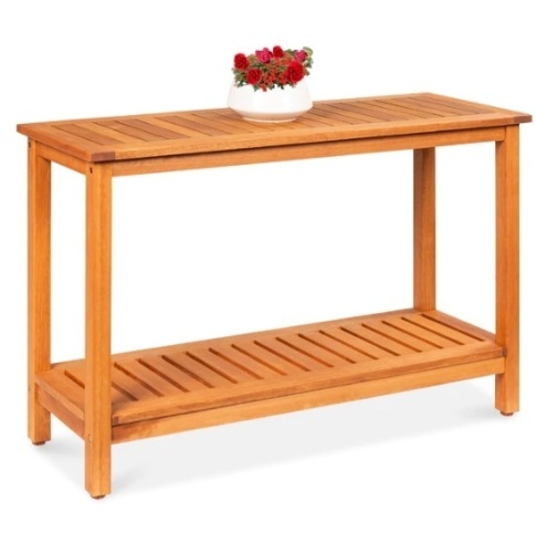 2-Shelf Wooden Console Table Storage Organizer w/ Natural Finish - 48in, Appears New - Lot 214
