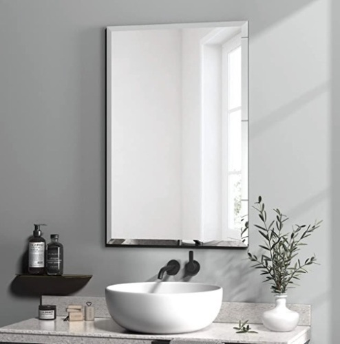 KOHROS Rectangle Beveled Polished Frameless Wall Mirror, Appears New - Lot 221