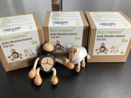 Lot of (4) Wooden Animal Toy Set, Appears New - Lot 189