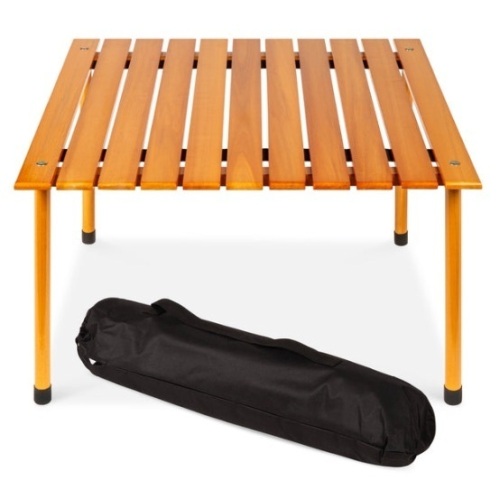 Foldable Indoor Outdoor Wooden Table w/ Carrying Case - 28x28in - Lot 12