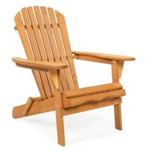 Folding Wooden Adirondack Chair Accent Furniture w/ Natural Finish, Brown, Appears New - Lot 44