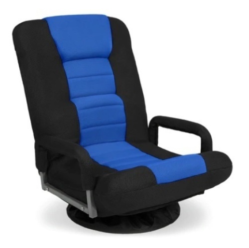 Gaming Floor Chair w/ 360-Degree Swivel, Armrest, Adjustable Backrest, Black/Blue, Appears New - Lot 50