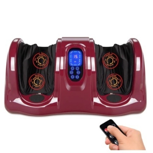 Therapeutic Foot Massager w/ High Intensity Rollers, Remote, 3 Modes, Burgundy, Appears New - Lot 61