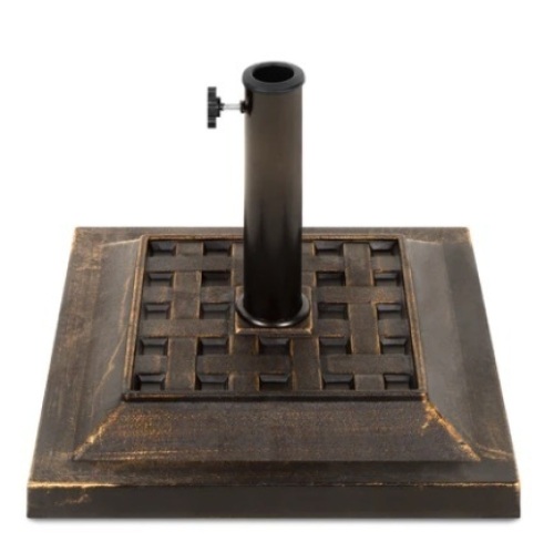 26lb Steel Square Patio Umbrella Base Stand, Basketweave Pattern, Appears New - Lot 62