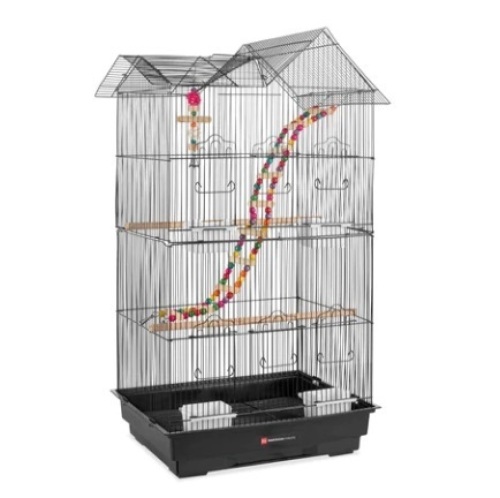 Indoor Outdoor Iron Birdcage w/ Removable Tray, 4 Feeders, 2 Toys, 36in, Appears New - Lot 65