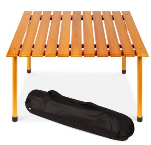 Foldable Indoor Outdoor Wooden Table w/ Carrying Case - 28x28in - Lot 101