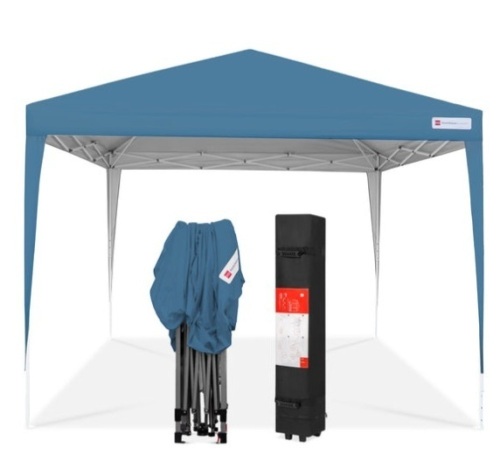 Outdoor Portable Pop Up Canopy Tent w/ Carrying Case, 10x10ft, Blue - Lot 107
