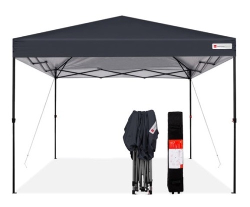 One-Person Setup Instant Pop Up Canopy w/ Wheeled Bag - 10x10ft, Gray - Lot 119