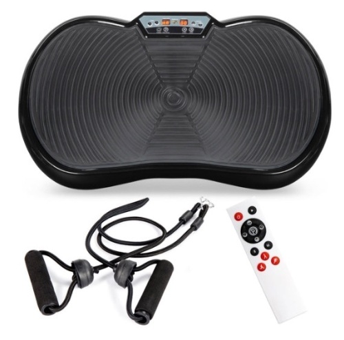 Vibration Plate Exercise Machine Full Body Fitness Platform w/ Bands, Black - Lot 125