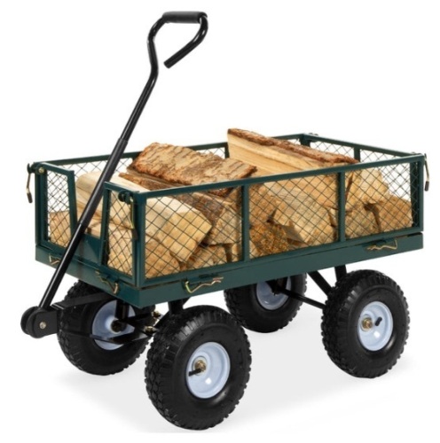 Steel Garden Utility Cart Wagon w/ 400lb Capacity, Removable Sides, Handle, Green - Lot 139