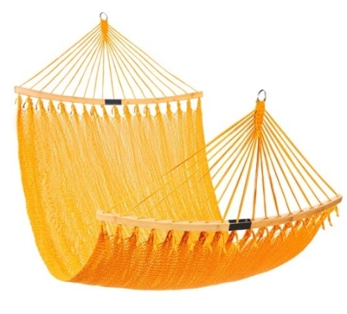 2-Person Woven Polyester Hammock w/ Curved Bamboo Spreader Bar, Carry Bag, Tangerine - Lot 146