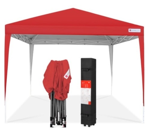 Outdoor Portable Pop Up Canopy Tent w/ Carrying Case, 10x10ft, Red - Lot 148